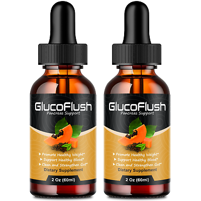 #ad 2 Pack Glucoflush Liquid Drops Healthy Blood Sugar Support Advanced Formula