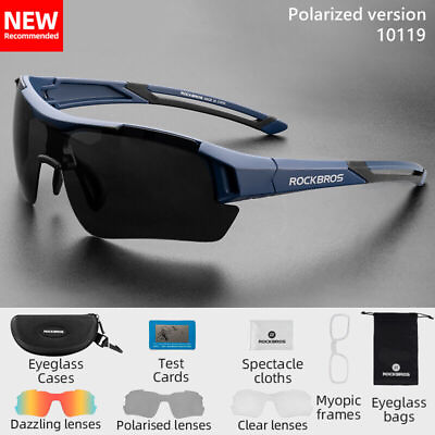#ad ROCKBROS 3 Lens Polarized Cycling Sunglasses UV400 Bike Glasses Sports Eyewear