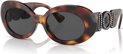 #ad Versace VE 4426BU 108 87 54mm Havana Plastic Oval Sunglasses Grey Lens