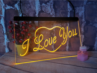 #ad I LOVE YOU HEART DISPLAY GIFT Neon Sign LED Wall Light Wall Decoration Light Up