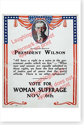 #ad New York Retro 1917 Womens Woman Suffrage President Woodrow Wilson Poster
