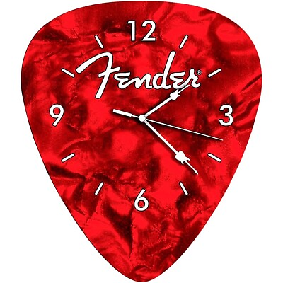#ad Fender Pick Shaped Wall Clock Red