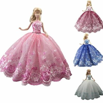 #ad 1 6 Doll Clothes Floral Lace Wedding Dress 11.5quot; Dolls Outfits Gown Accessories