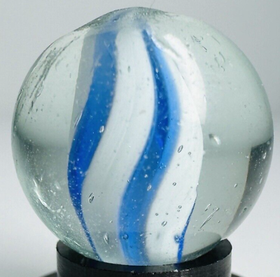 #ad 9 16 .57quot; Handmade Antique German Solid Single Blue White Core Swirl Vintage