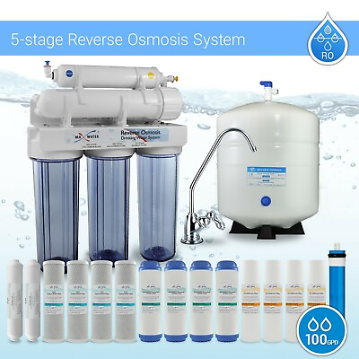#ad 5 Stage Kitchen Home Drinking Reverse Osmosis System W 16 Water Filters 100 GPD