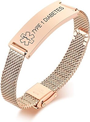 #ad Vnox Type 1 2 Diabetes Medical Alert Bracelets for Men Women Emergency Wristband