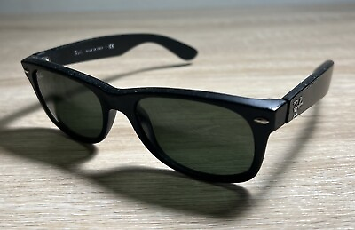 #ad Ray Ban RB2132 622 New Wayfarer Black Green Sunglasses 52 18 145