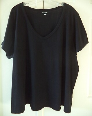 #ad Basic Old Navy Black Soft Jersey Cotton V Neck T shirt Knit Top XXL 2X 3X 4X
