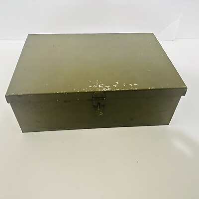 #ad Vintage Metal Storage Box w Hasp