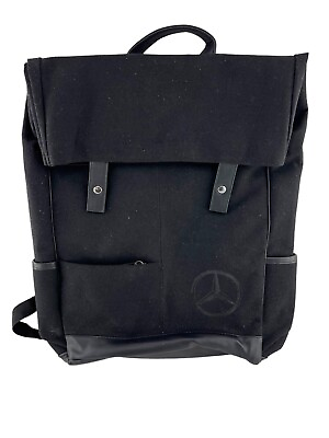 #ad Mercedes Benz Logo Black Canvas Laptop Backpack Dealership Merch Bag Pockets