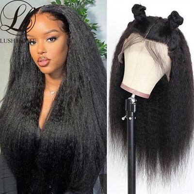 #ad Straight Lace Front Wigs 200% Density With Baby Hair Synthetic Wigs Glueless