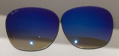 #ad Ray Ban RB2176 Clubmaster Folding Blue Mirror Replacement Lenses 49mm Preowned