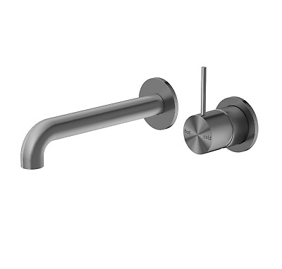 #ad Nero Mecca Wall Basin Mixer Shower Tap Handle Up 185mm Spout Grey NR221907d185GM