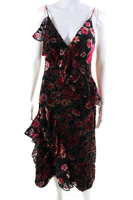 #ad Jill Jill Stuart Womens Black Dahlia Print Dress Size 2 12567643