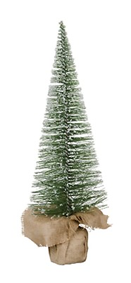 #ad CHRISTMAS SNOW TIPPED BOTTLE BRUSH PINE TREE BURLAP BASE 26quot; Primitive Country