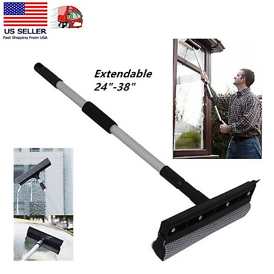 #ad 38quot; Extendable Window Squeegee Cleaner Long Handle Car Cleaning Window Glass