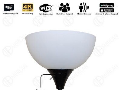 #ad 4K Hidden Camera In 72#x27;#x27; Combo Floor Lamp with Adjustable Reading Lamp