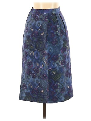 #ad Vintage Collections by Michelle Stuart Purple Floral Calf Length Silk Skirt SZ S $39.99