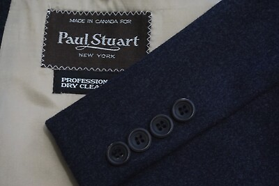 #ad Paul Stuart SB Stuart Blue Flannel Wool Sport Coat Jacket Sz 43 Extra Long