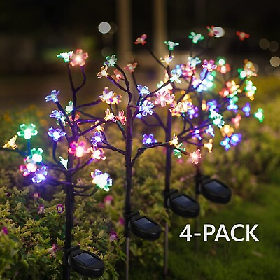 #ad 4 Pack Solar Outdoor Yard LED Flowers Lights Decorative Colored Solar Garden