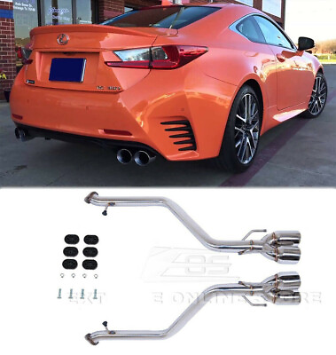 #ad Axle Back Quad Tips Exhaust For 15 20 Lexus RC200t RC300 RC350 Muffler Delete
