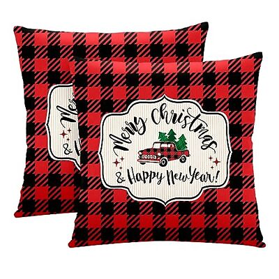 #ad Christmas Pillow Covers 18x18 Merry Christmas Truck Pillow Covers Set of 2 Sq...