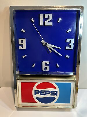 #ad Vintage Impact International Pepsi Wall Clock Sign Advertisement 1970’s