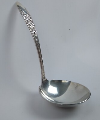 #ad National Silver Co. 1937 Rose amp; Leaf Gravy Ladle 6quot; Serving Spoon Silverware