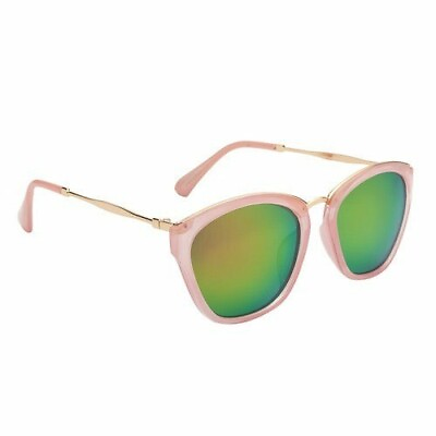 #ad FUN TIMES RETRO SUNGLASSES FOR WOMEN PINK FRAME AND MULTI COLOR LENS