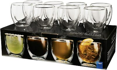#ad Moderna Artisan Series Double Wall 8 oz Beverage Glasses Set of 8 Clear