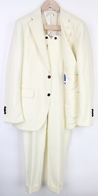 #ad SUITSUPPLY Jort Men Suit UK38R Off White 2 Piece Slim Alpaca Wool Half Lined
