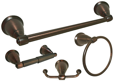 #ad Oil Rubbed Bronze Bath Hardware Accessories 4PC 18quot; Towel Bar Ring Toilet Holder
