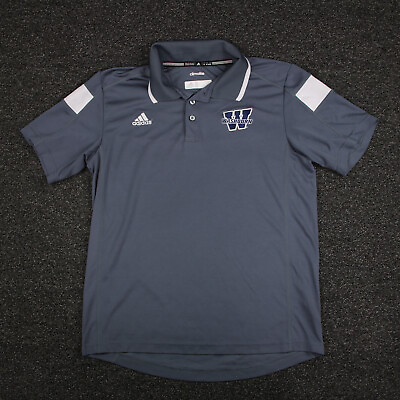 #ad Washburn Ichabods Adidas Polo Shirt Adult Medium Gray Climalite Breathable Mens