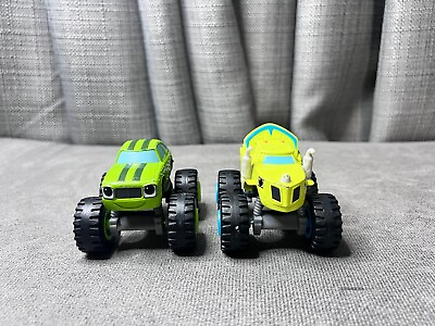 #ad Blaze And The Monster Machines Pickle Zeg Diecast Toy Green Car Mattel Lot
