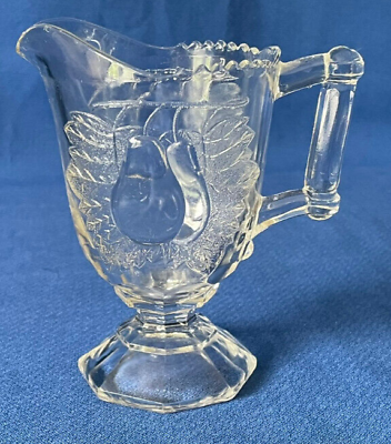 #ad MID CENTURY Vintage BALTIMORE PEAR CLEAR Jeannette Glass Co. 5quot; Footed CREAMER