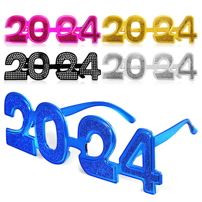 #ad 5pcs Glitter New Year Eyeglasses Photo Props 2024 Frames OL