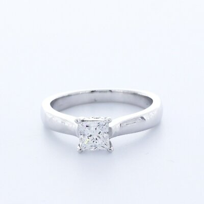 #ad 0.5CT AGI Natural Diamond D VS1 Rectangular Princess 14K Classic Accent Ring $2033.00