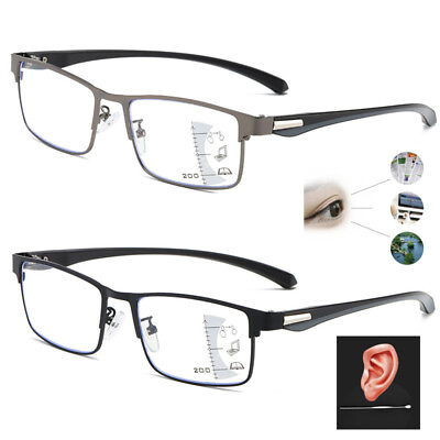 #ad Men Progressive Multifocal Reading Glasses Anti blue 1.0 1.5 2.0 2.5 3.0 3.5 4.0