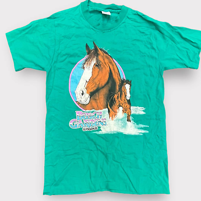 #ad Vintage Busch Gardens Horse Themed T Shirt Sz Large