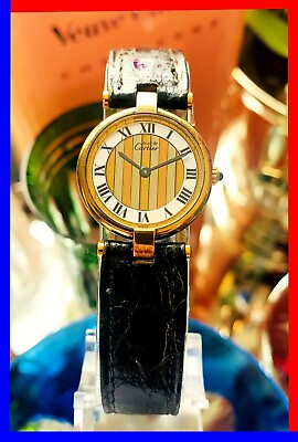 #ad Cartier Must Vendome LM 590004 Watch Tri Color 1980#x27;s Vintage box Rare