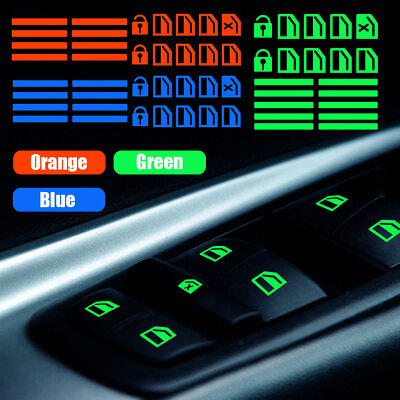#ad 1X Car Door Window Switch Luminous Sticker Night Safety Sticker Auto Accessories