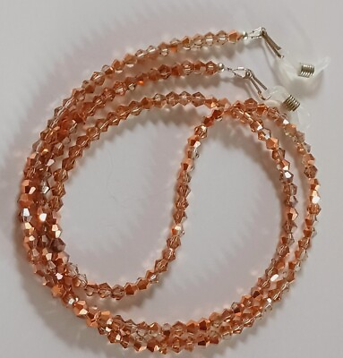 #ad NEW EYEGLASS CHAIN 27quot; COPPER AB Beaded Holder for Glasses w CLIP