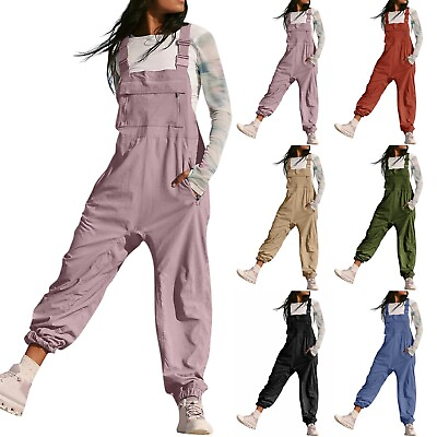 #ad New Free People Movement Women Hot Shot Jumpsuit Playsuit Overalls With Pockets