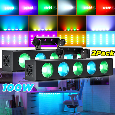 #ad 2Pack RGBW 5Eyes Wall Wash Light Bar DMX Stage DJ Beam Light Show Effect Lights