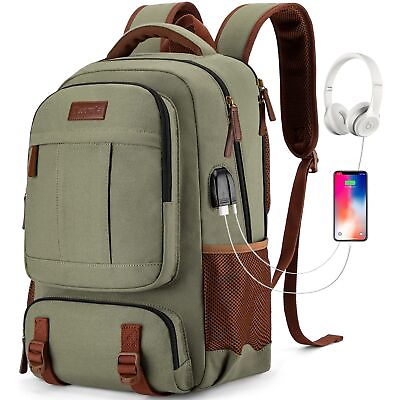 #ad Canvas Laptop Backpack Bag for Men WomenTravel Work Rucksack Fits 15.6 Inch...
