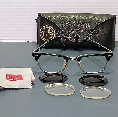 #ad Vintage Ray Ban Designer Reading Eye Glasses RX5154 2000 Black Silver amp; Lenses