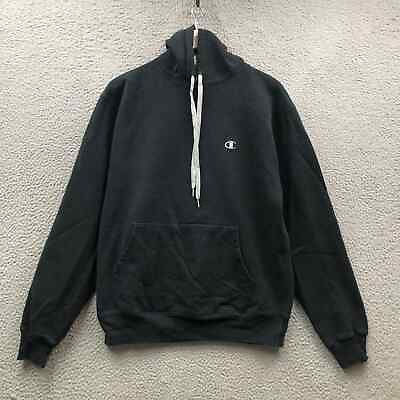 #ad Champion Eco Authentic Sweatshirt Hoodie Men#x27;s Medium M Embroidered Logo Black