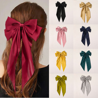#ad Two layers Bows Barrettes Oversize Bow Hair Clip Satin Bowknot Ribbon Hairpin