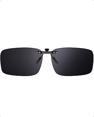 #ad Black Polarized Clip On Sunglasses Over Prescription Glasses for Men Women Fit