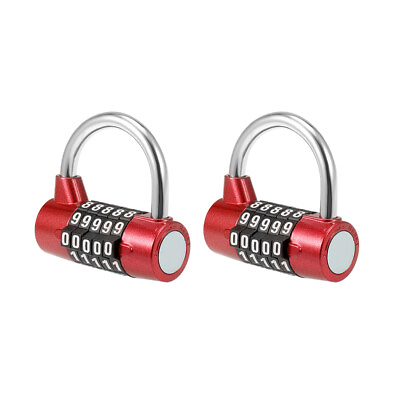 #ad 5 Digit Combination Padlock 2 1 2 inch Resettable Lock for Gate Locker Red 2Pcs